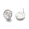 Flat Round with Flower Pattern Brass Stud Earring Findings KK-G436-02P-2