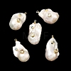 Brass & Pearl Micro Pave Cubic Zirconia Pendants KK-H259-13D-G02-1