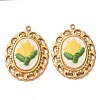 304 Stainless Steel & Cloth Embroidered Pendants FB-CBAFBAF-13G-02-1