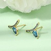 Brass Micro Pave Cubic Zirconia Stud Earrings EJEW-G471-14G-02-3