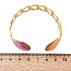 304 Stainless Steel Hot Pink and Orange Enamel Wide Chain Cuff Bangles for Women BJEW-A159-01B-G-3