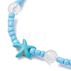 2Pcs Glass Seed and Natural Sea Shell & Aquamarine Stretch & Synthetical Turquoise Beads Bracelets for Women BJEW-TA00708-4