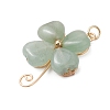 Natural Green Aventurine Copper Wire Wrapped Shamrock Pendants PALLOY-JF02972-01-3