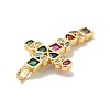 Cross Brass Micro Pave Colorful Cubic Zirconia Pendants X-KK-G419-17G-4