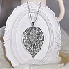 Vintage Alloy Crystal Rhinestone Hollow Leaf Pendant Necklaces for Women ET3744-1