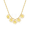 304 Stainless Steel Enamel Flower Bib Necklaces FS-WG58DA2-01-3