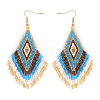 Bohemian Handmade Glass Seed Beads Tassel Dangle Earrings CB9270-5-1