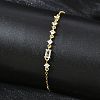 Brass Micro Pave Clear Cubic Zirconia Link Bracelets BJEW-E114-01C-G-1