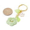 Flower Acrylic Imitation Gemstone Pendant Keychain KEYC-JKC00692-04-2