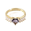 Brass Pave Cubic Zirconia Cuff Open Rings CU-CBA5C10-19G-4