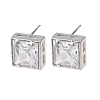 Brass Micro Pave Clear Cubic Zirconia Stud Earrings EJEW-C174-02B-P-4