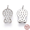 Rhodium Plated 925 Sterling Silver Micro Pave Cubic Zirconia Charms STER-T004-68P-1