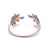 Ion Plating(IP) Rainbow Color 304 Stainless Steel Leaf Open Cuff Ring for Women RJEW-C025-24M-3