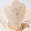 304 Stainless Steel Micro Pave Clear Star Pendant Long Tassel Y Necklaces for Women NJEW-C119-02P-3