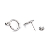Stainless Steel Ring Stud Earrings for Women EJEW-WH0012-001-1