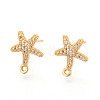 Brass Micro Pave Cubic Zirconia Stud Earring Findings X-KK-N263-24B-G-1