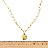 304 Stainless Steel Angel Coin Pendant Paperclip Chain & Potato Natural Pearl Beaded Necklaces for Women NJEW-JN06053-4
