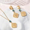 Rhombus 304 Stainless Steel Enamel Flower Pendant Necklaces & Stud Earrings Sets SA-CBA2C2A-02G-1