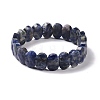 Natural Blue Spot Jasper Oval Beaded Stretch Bracelet G-E010-01C-1