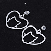 201 Stainless Steel Kitten Dangle Stud Earrings EJEW-T008-JN740-2