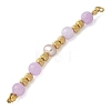 Natural Purple Ang & Plastic Imitation Pearl Round Beaded Connector Charms/Links STAS-L277-11G-04-1