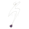 Raw Natural Amethyst Nuggets with Flower Wire Wrapped Pendant 304 Stainless Steel Cable Chain Necklaces NJEW-TA00269-3