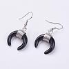 Natural Black Agate Dangle Earrings EJEW-L189-C04-1