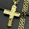 304 Stainless Steel Jesus Cross Pendant Necklaces NJEW-B153-01G-1