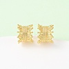 C-Shaped Brass Stud Earrings EJEW-D346-02G-2