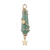 3Pcs 3 Styles Natural Green Aventurine Pointed Copper Wire Wrapped Faceted Bullet Big Pendants PALLOY-JF03572-02-3