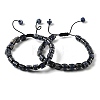 Adjustable Natural Sodalite and Non-magnetic Synthetic Hematite Braided Bead Bracelets BJEW-Z090-01C-4