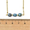 Natural Pearl Two Sides Polished Beaded Pendant 304 Stainless Steel Satellite Chain Necklaces for Women NJEW-JN06224-5