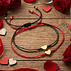2Pcs Heart 304 Stainless Steel Bead Braided Bead Bracelets LR5598-2-3