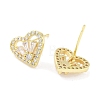 Brass Micro Pave Clear Cubic Zirconia Studs Earring for Women EJEW-S217-A08-2