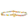 Summer Stainless Steel Heart Alphabet Colorful Glass Seed Beaded Stretch Bracelets for Women JV8929-39-1