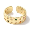 Brass Micro Pave Colorful Cubic Zirconia Star/Rhombus/Heart Wide Open Cuff Rings for Women RJEW-C098-31G-2