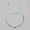 Bohemian Faceted Rondelle Natural Apatite and Glass Heishi Braided Bead Bracelets for Women FE7255-4-1