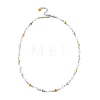 Shell Pearl Nuggets Beads & 304 Stainless Steel Heart Link Chains Necklaces NJEW-JN06363-3