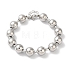 Non-Tarnish 304 Stainless Steel Beads Ball Chain Bracelets for Women BJEW-B092-01C-P-1