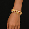 Elegant Crown Alloy Pave Red Cubic Zirconia Flat Round Link Chain Bracelets for Women WQ4062-4