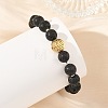 8.5MM Natural Lava Rock Round Beaded Stretch Bracelets BJEW-JB14293-2