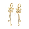 Clear Cubic Zirconia Butterfly Dangle Hoop Earrings EJEW-P224-09G-1