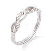 Infinity 304 Stainless Steel with Clear Cubic Zirconia Finger Ring for Women RJEW-C086-02-P-1