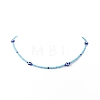Resin Evil Eye & Glass Seed Beaded Necklace for Women NJEW-JN04243-5