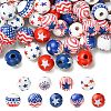 90Pcs 9 Styles Printed Wood European Beads WOOD-CJ0002-69-1