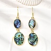 Brass Natural Abalone Shell Dangle Earrings EJEW-F388-01A-G-1