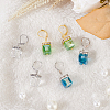 3 Pairs 3 Colors Bling Glass Cube Dangle Leverback Earrings EJEW-AN0002-81-7