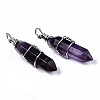 Natural Amethyst Pointed Pendants G-S359-197A-2