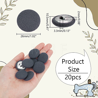  20Pcs Cloth with Aluminum Base Buttons BUTT-NB0001-77C-1