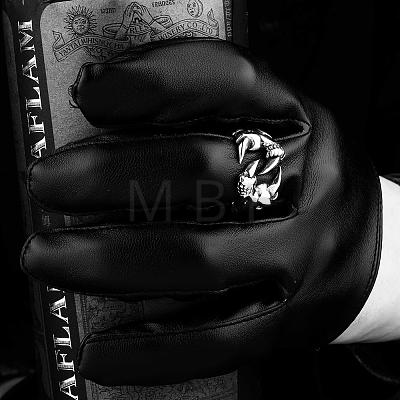 Punk Rock Style 316L Surgical Stainless Steel Hollow Claw Wide Band Rings for Men RJEW-BB06736-10-1